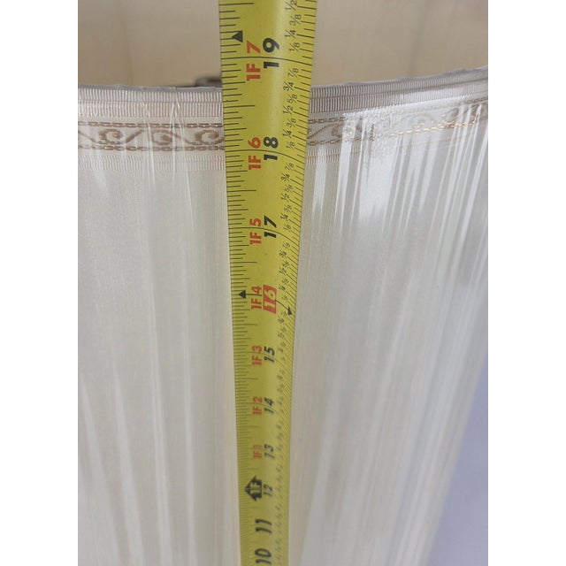 Vintage Stiffel Ivory Silk Barrel Lampshade, Original Cellophane 18.75 X 14.75 For Sale - Image 9 of 10