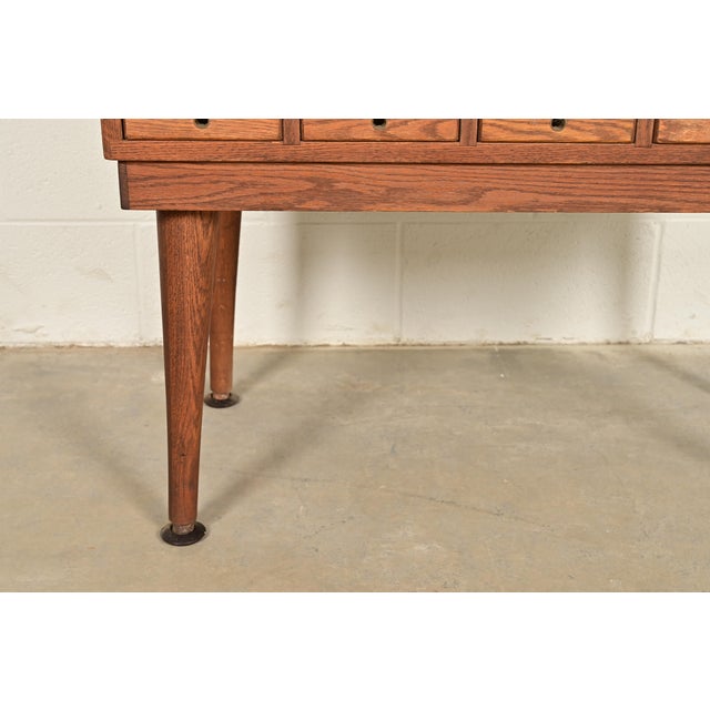 Remington Rand Style Mid-Century Modern 30-Drawer Oak Library Card Catalog, Circa 1960s For Sale - Image 12 of 16