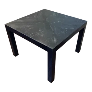 Ebonized Oak Square Parsons Side or Coffee Table With Cerused Grain