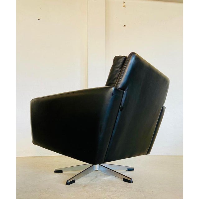 Vintage Danish Black Leather Swivel Chair by Georg Thams For Sale - Image 17 of 18