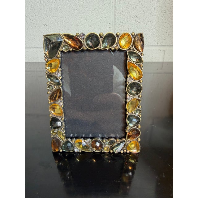 Transitional Vintage Cut Glass and Rhinestone Photo Frame For Sale - Image 3 of 3