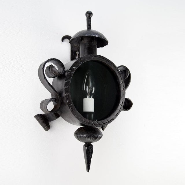 Vintage Forged Wall Lantern For Sale - Image 6 of 7