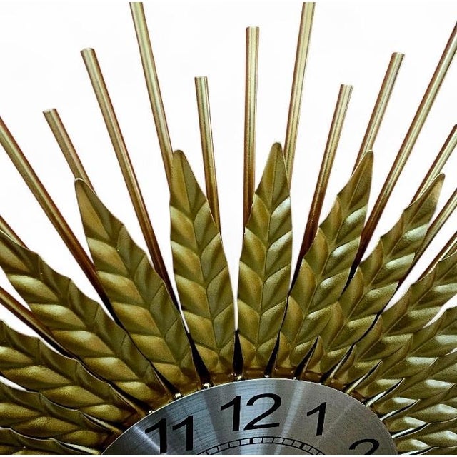 Mid Century Sunburst Clock For Sale - Image 4 of 13