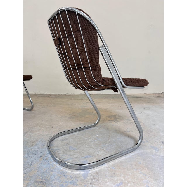 Cantilever Chair in Chrome with Brown Upholstery by Gastone Rinaldi, 1970s For Sale - Image 5 of 11