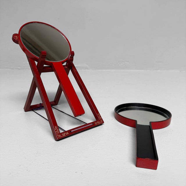 Glass Japanese Awase Kagami Mirror Set, Japan, 1990s, Set of 2 For Sale - Image 7 of 12