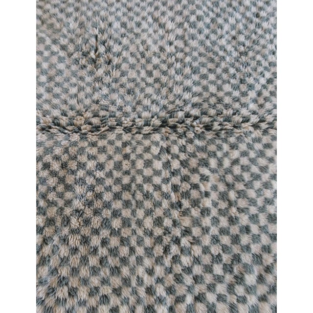 Checkered Sage Green Moroccan Wool Rug - 9.1 X 5.8 Ft For Sale - Image 9 of 10