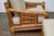 Brown Midcentury Bamboo Lounge Chairs with Ottoman, Rattan Accents, and Linen Fabric For Sale - Image 8 of 12