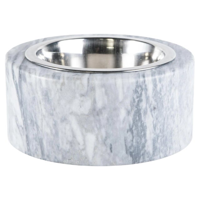 Round Grey Marble Cat or Dog's Bowl For Sale