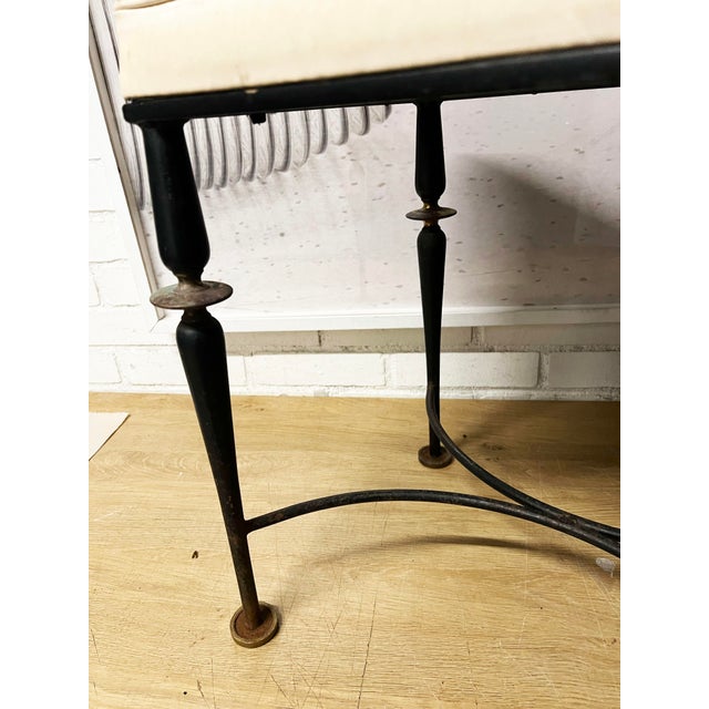 1960s Black Iron Stool With Brass Accents For Sale In New York - Image 6 of 12