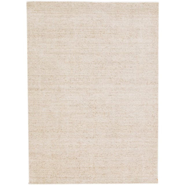 2010s 2010s Handmade Modern Beige Groove Collection Wool Rug 4 X 6 For Sale - Image 5 of 5