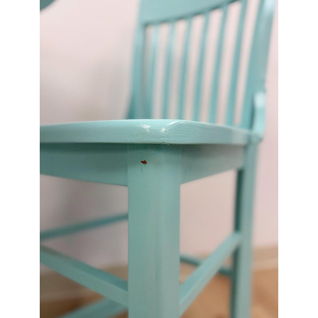 Vintage Bistro Set Turquoise Blue Counter Height Table Two Chairs Outdoor/Indoor For Sale - Image 14 of 16