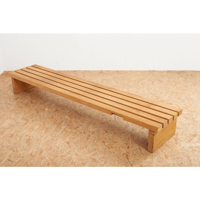 Wooden Bench with Legs and Slats in Oak, 1970s For Sale - Image 11 of 14