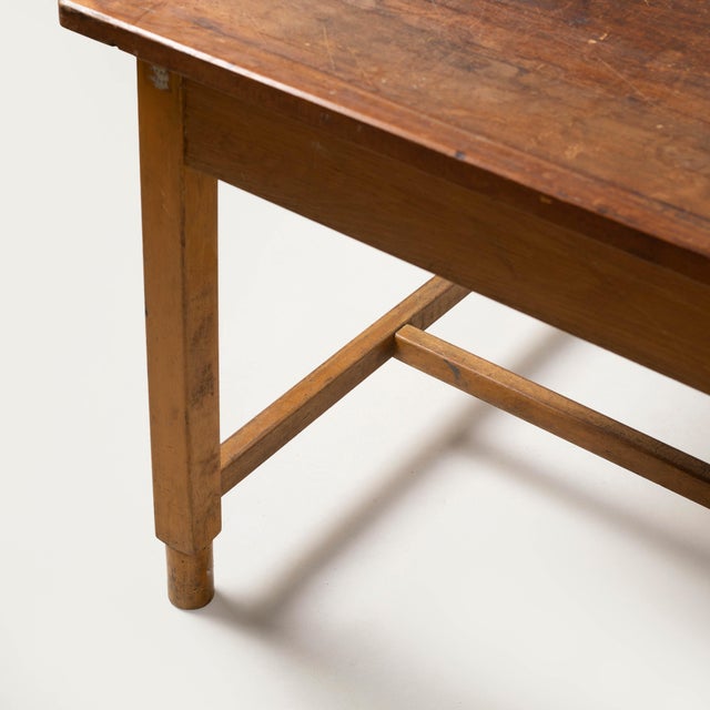1960s Industrial Farm Worktable with Wood, Czechoslovakia, 1960s For Sale - Image 5 of 11