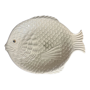 Vintage Fitz & Floyd Vintage 1975 Hand Painted Ivory Dish Fish Platter