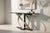 1980s 1980s Kaizo Oto for Dia Modernist -Chrome & Brass Console Table With Sculptural Base and Glass Top For Sale - Image 5 of 14