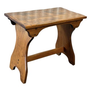 Vintage Vermont Solid Maple Wooden Bench/ Side Table For Sale