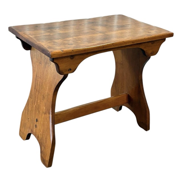 Vintage Vermont Solid Maple Wooden Bench/ Side Table For Sale