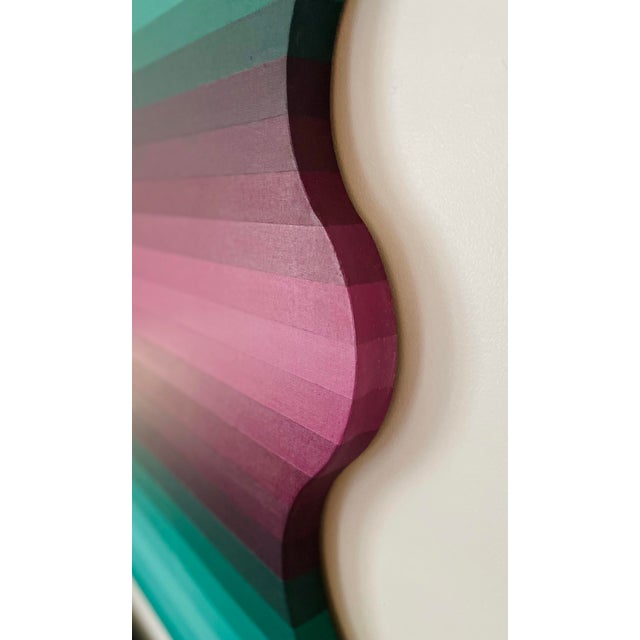 Textile Vintage 1977 Undulating Pop Op Art Painting, Acrylic on Canvas For Sale - Image 7 of 9