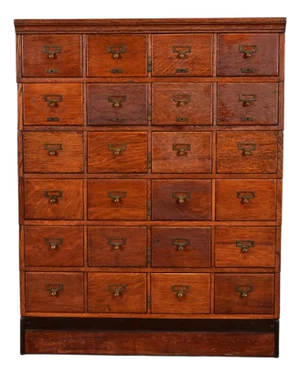 Antique Mission Oak Arts & Crafts 24-Drawer Card Catalog or File Cabinet, Circa 1900