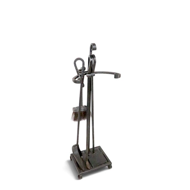 Early 20th Century Vintage Five Piece Wrought Iron Fireplace Tool Set For Sale - Image 5 of 10