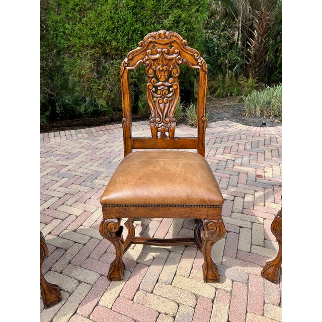 Chippendale Late 20th Century 4 Fruit Wood Finish Dutch Chippendale Style Dining Chairs For Sale - Image 3 of 7