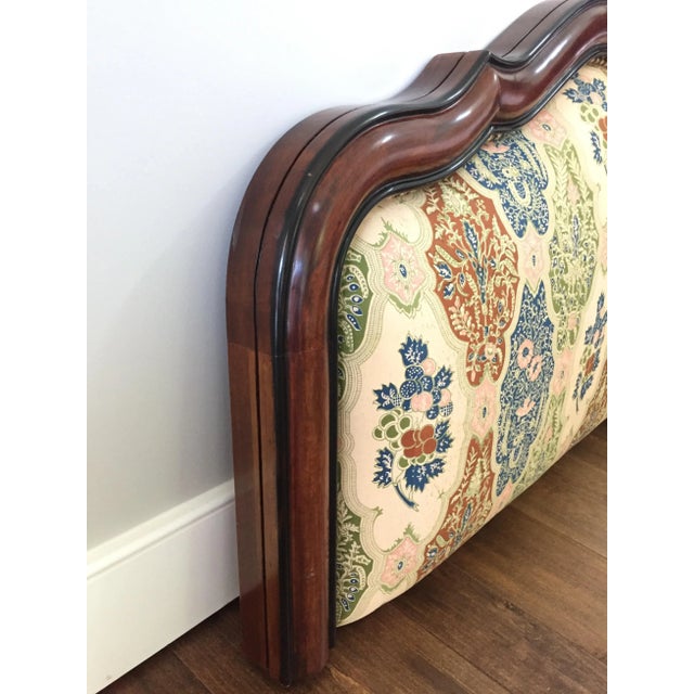 Queen Size Headboard Upholstered With Paisley Fabric With Mahogany Frame and Matching Bolsters For Sale - Image 9 of 10