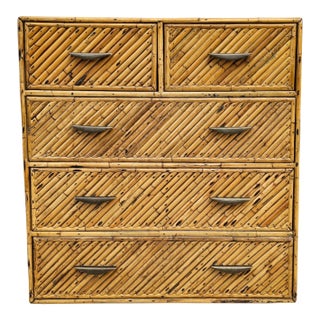 1950s Vintage Bamboo Dresser For Sale