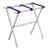White Wood Bamboo Inspired Luggage Rack with 3 Purple Nylon Straps For Sale