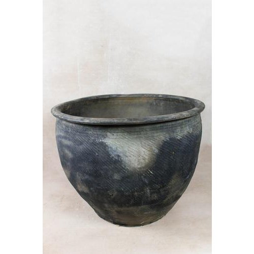 Vintage Dark Earthenware Pot For Sale - Image 4 of 5