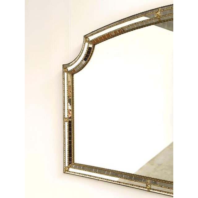 Spanish Gilt Mosaic Mirror with Decorative Floral Details, 1970s For Sale - Image 4 of 7