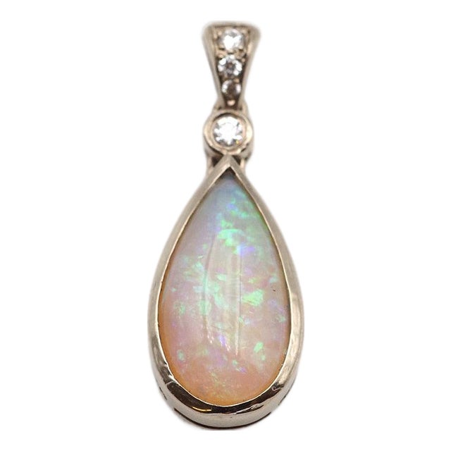 Opal Pendant with Diamond For Sale