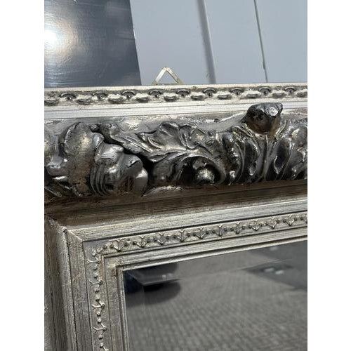 Large Full-Length Mirror with Silver Frame For Sale - Image 5 of 9