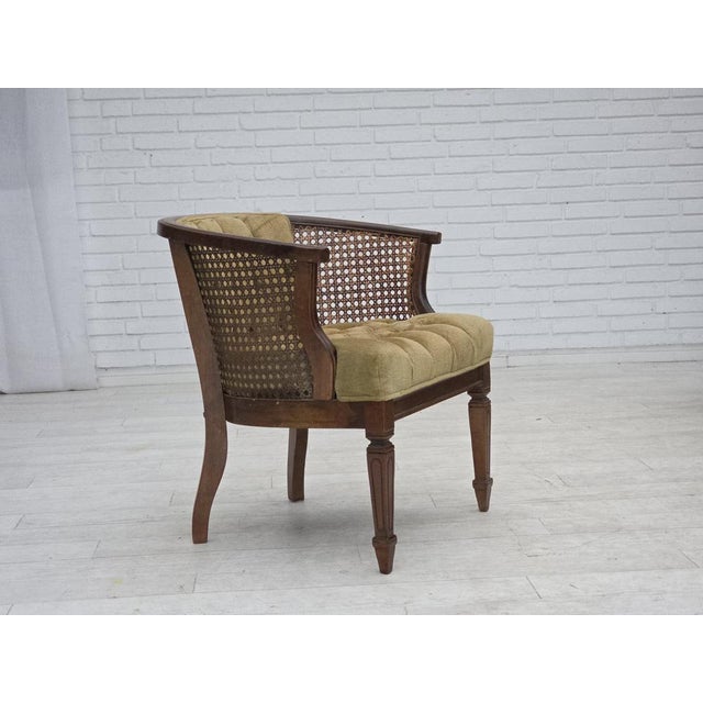Danish Easy Chair in Velour, Mesh, and Oak, 1950s For Sale - Image 6 of 17