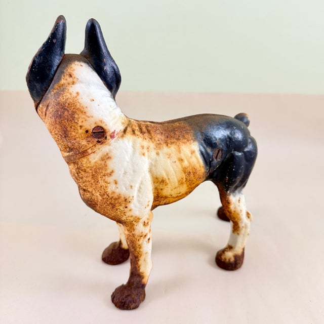 Hubley Manufacturing Company Antique 1900s Hubley Cast Iron French Bulldog Doorstop, Original Painted Finish For Sale - Image 4 of 9