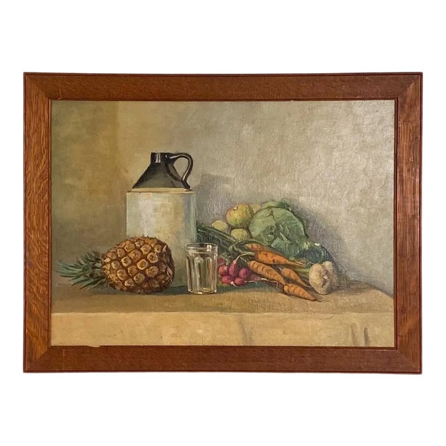 Circa 1930 Still Life Vintage Oil Painting, Usa For Sale