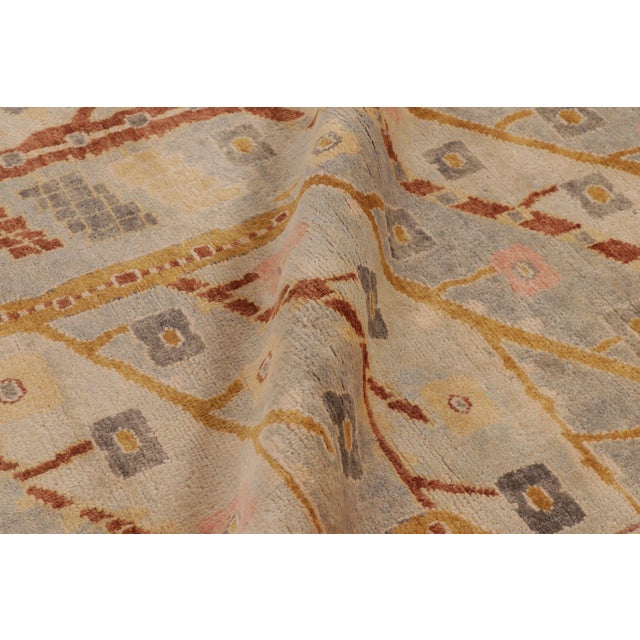 Textile Contemporary Scandinavian Style Floral Wool Rug in Beige by Rug & Kilim, India For Sale - Image 7 of 10