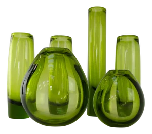 Danish Maygreen Tall and Drop Vases by Per Lütken for Holmegaard, 1960s, Set of 6