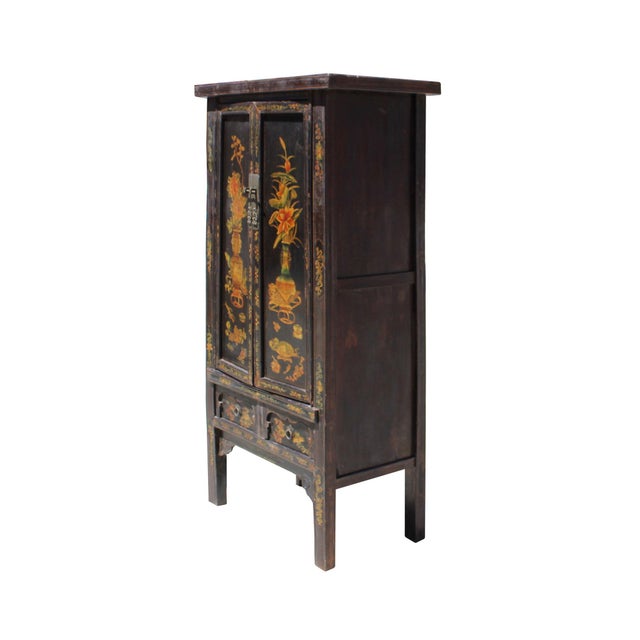 Chinese Vintage Golden Color Floral Graphic Dresser Chairish