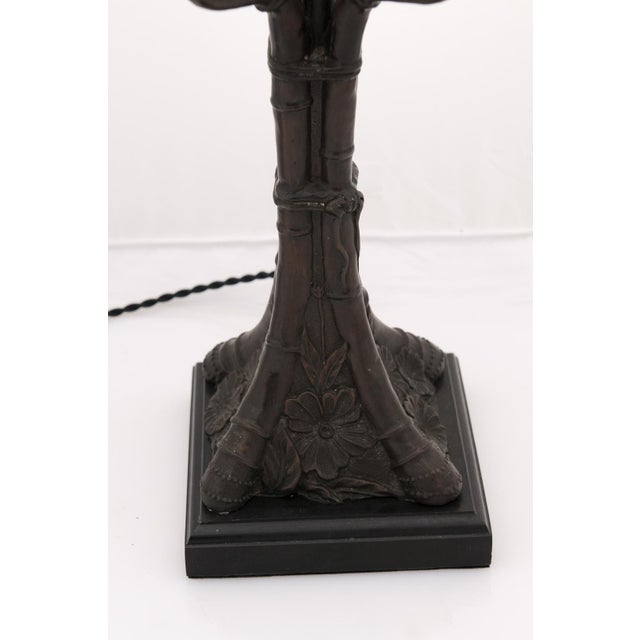 Early 20th Century Bronze Art Nouveau Bamboo & Floral Motif Lamps, France - a Pair For Sale In Atlanta - Image 6 of 7