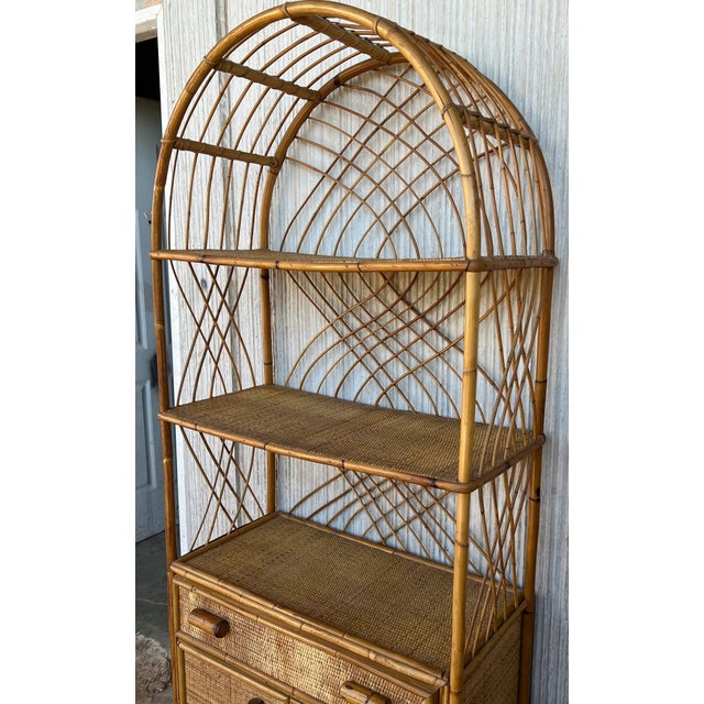 Mid 20th Century Curved Mid 20th Century Bookcase with Shelves and Doors in Bamboo Italian Design For Sale - Image 5 of 18