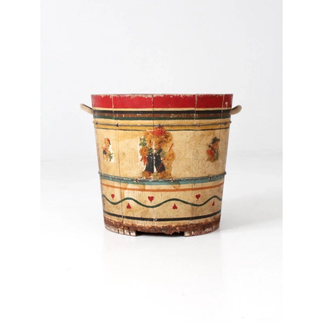Antique Painted Wood Bucket For Sale - Image 12 of 12