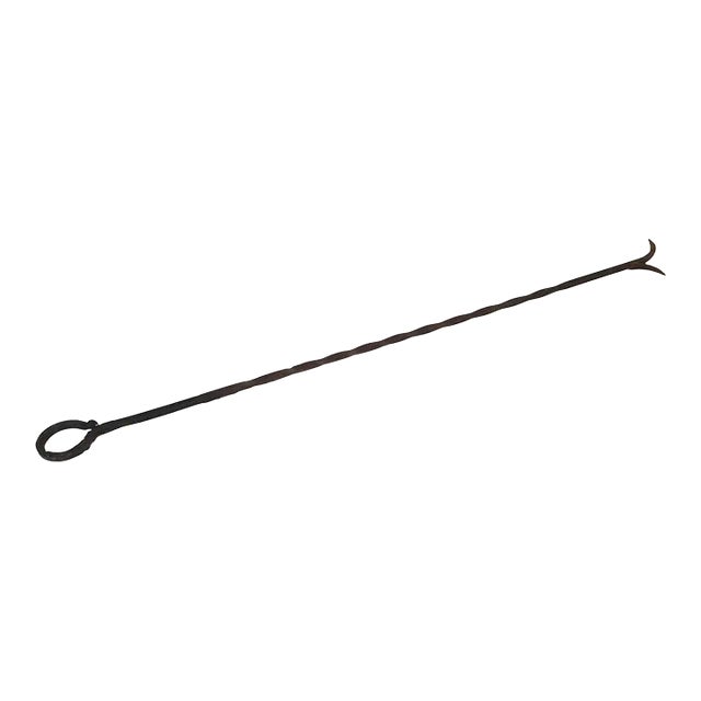 Large Hand Forged Wrought Iron Fire Poker C 1920 For Sale