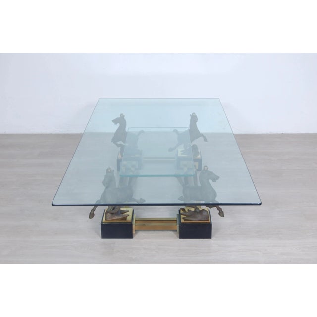 Metal Large Rectangular Coffee Table with Bronze Horses from Maison Charles For Sale - Image 7 of 17