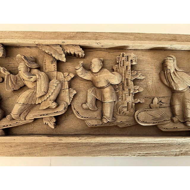 Chinese Antique Small Wood Panel With Figural Carvings For Sale In Chicago - Image 6 of 18