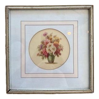 Vintage 1950s M. Black Signed Floral Lithograph Print framed For Sale