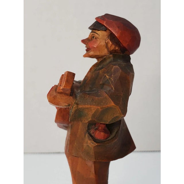 Wood 1954 Italian Anri Folk Art Guitar Player Wood Carving For Sale - Image 7 of 9