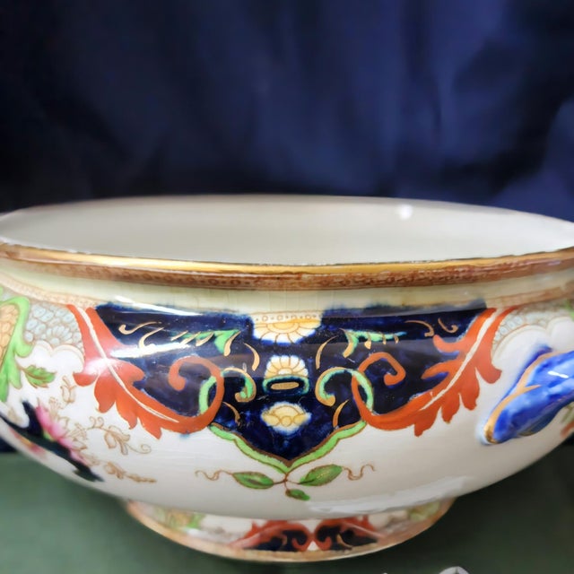 Early 20th Century Royal Doulton Tureen, Matsumai Pattern, Kintsugi Style Repair For Sale - Image 9 of 11
