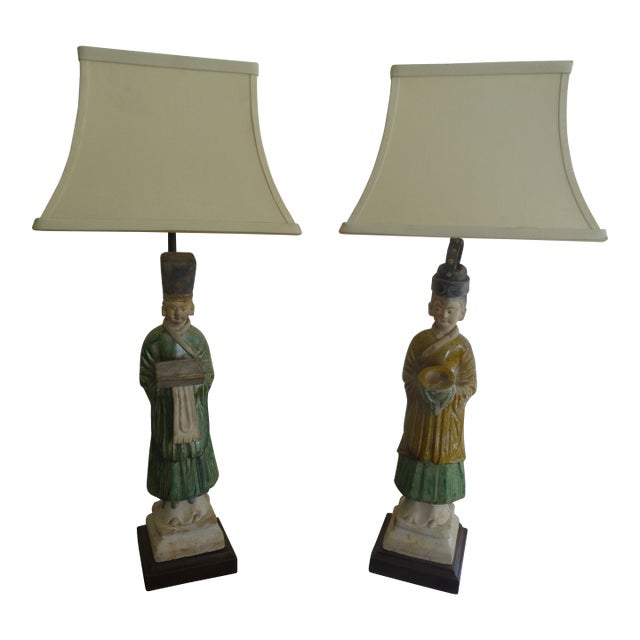 18th Century Chinese Ming Figurine Lamps - a Pair For Sale