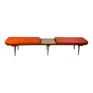 Mid 20th Century Hohenberg Mid-Century Modern Bench With Attached Tile Coffee Table