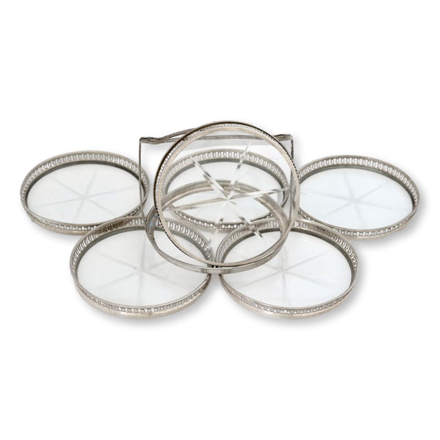 Traditional Sterling & Cut Crystal Coaster Set For Sale - Image 3 of 3